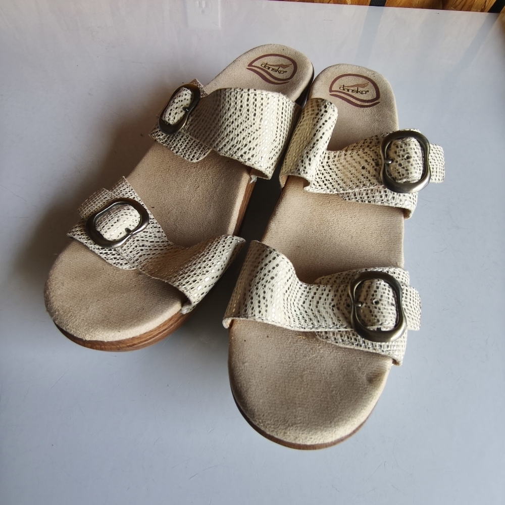 EUC Dansko Sophie Embossed Leather Suede Slip On Platform Sandals 41 10.5/11